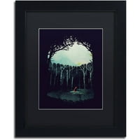 Védjegy Képzőművészet „mélyen az erdőben” vászon művészet, Robert Farkas, fekete matt, fekete keret