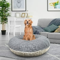 Bessie és Barnie Signature Serenity Grey Serenity Ivory Luxury Extra plüss Fau Fur Bagel Pet Dog Bed