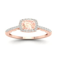 Imperial Gemstone 10K rózsa arany morganit ct tw gyémánt női divatgyűrű