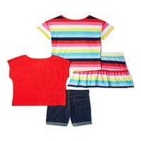 Gyerekek a Garanimals Girls grafikus pólókból, robogóból és Bermuda rövidnadrágból, 4 részes ruhákból, 4-10 méretű méretű