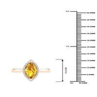 Imperial Gemstone 10K rózsa arany marquise vágott citrin ct tw gyémánt halo női gyűrű