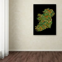 Védjegy képzőművészet Írország Eire város szöveges Térkép vászon művészet Michael Tompsett