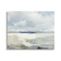 Stupell Industries Rétegelt absztrakt tengerparti táj távoli szárazföldi felhők festménygaléria csomagolt vászon nyomtatott fali