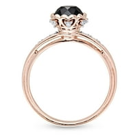 Carat T.W. Fekete -fehér gyémánt 10KT rózsa arany eljegyzési gyűrű