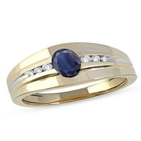 Császári drágakő 10k sárga arany ovális vágás kék zafír 1 6ct tw gyémánt férfi gyűrű