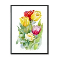 Designart 'Vörös és fehér tulipánok csokorja' hagyományos keretes vászon fali művészet