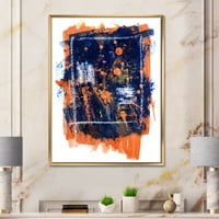 Designart 'Navy Blue és Orange Absztrakt' Modern keretes vászon fali művészet