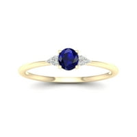 Imperial drágakő 10K sárga arany ovális vágott kék zafír 1 20CT tw gyémánt női gyűrű