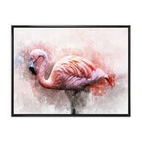 Designart 'A Pink Flamingo v Absztrakt portré v' Farmhouse keretes vászonfali nyomtatás