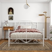 Ivorie fém ágy, queen méretű keret, állítható alapmagasság, fehér