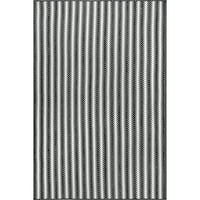 Nuloom Kennedy fonott csíkok beltéri kültéri szőnyeg, 4 '6', fekete