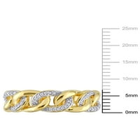 Carat T.W. Gyémánt sárga színű sterling ezüst lánc linkgyűrű