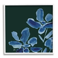 Stupell Industries Modern Blue Flower szirmok alkalmi botanikai ecsetvonások grafikus művészet fehér keretes művészet nyomtatott