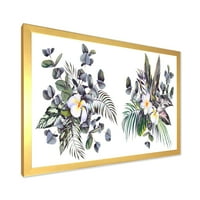 Designart 'Plumeria frangipani virágok trópusi csokrokkal ”hagyományos keretes művészet nyomtatás