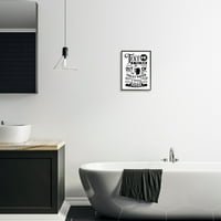 Stupell Industries szöveg WC -papírhoz Vintage szöveg fürdőszoba jelzés Grafikus művészet fekete keretes művészet nyomtatott