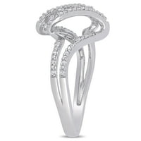 Carat T.W. Gyémánt sterling ezüst absztrakt hullámgyűrű