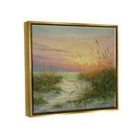 Sunset Beach Path Reeds part menti festmény fém arany keretes művészeti nyomtatási fal művészet