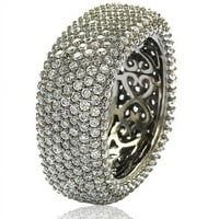 Gyűjtemény feketézett sterling ezüst köbös cirkónium -négyzet alakú mikro burkolat egymásra rakható gyűrű