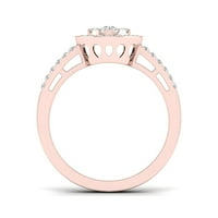 1 2ct TDW Diamond 10K Rose Gold Doble Halo eljegyzési gyűrű