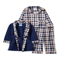 Freestyle Revolution Toddler Boys Robe és klasszikus flanel kabát stílusú pizsama, 3 darabos PJ ajándékkészlet