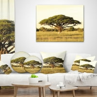 Designart Acacia fa az afrikai síkságon - afrikai táj nyomtatott dobási párna - 16x16