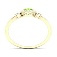 Imperial drágakő 10K sárga arany ovális vágás Peridot CT TW Diamond Halo női gyűrű