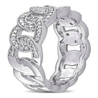 Carat T.W. Gyémánt sterling ezüst összefonódott ovális linkgyűrű