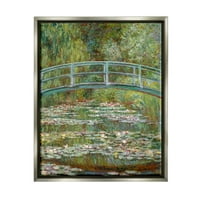 A Stupell Industries áthidalja a liliomok Monet klasszikus festménye Luster szürke keretes úszó vászon fali művészet, 16x20