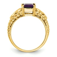 Primal Gold Karat sárga arany 8x smaragd vágott ametiszt gyűrű