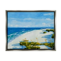 Modern tengerparti homok táj part menti festmény csillogást szürke keretes művészet fali művészet