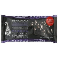 Pascha Organic 85% Cacao keserű-édes sötét csokoládé chips, 8. oz