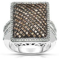 Carat T.W. Barna és fehér gyémánt ezüst divatgyűrű