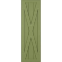 Ekena Millwork 15 W 25 H True Fit PVC Egyetlen X-Board Farmhouse rögzített redőnyök, moha zöld