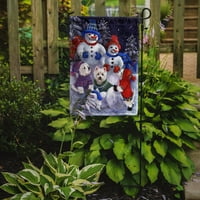 Carolines kincsek PPP3135GF Westie Snowpeople zászló kert mérete kicsi, többszínű