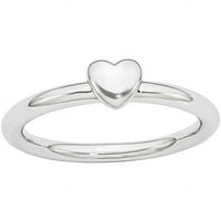 Ezüst ródium puffasztott szívgyűrű