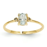 Primal Gold Karat sárga arany gyémánt és akvamarin születési gyűrű