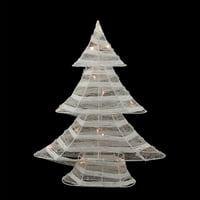 24.5 akkumulátorral működtetett fehér és ezüst csillogó LED -es világítású karácsonyfa asztali dekoráció