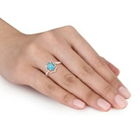 Miabella Női 1 karátos ovális vágású apatit Karátos gyémánt 10kt Rózsa arany csavart Halo gyűrű