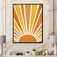 Designart 'Minimális fényes ragyogó narancssárga napsugár II' 'Modern keretes vászon fali művészet