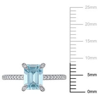 Miabella női 1- Carat T.G.W. Octagon-vágott Aquamarine & Carat T.W. Gyémánt 14KT fehérarany pasziánsz gyűrű