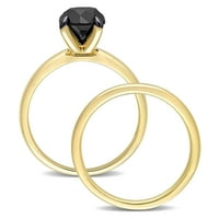 Miabella női karátos T.W. Fekete gyémánt 10KT sárga arany pasziánsz 2 darabos menyasszonyi készlet