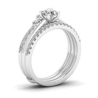 1 ct tdw gyémánt 14K fehérarany koronázott menyasszonyi gyűrűs készlet