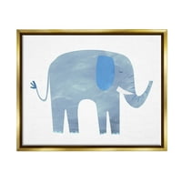 Stupell Industries Elefánt vadon élő állatok alakja grafikus művészet fém arany úszó keretes vászon nyomtatott fali művészet,