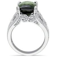 Miabella női 4- Karát-zöld turmalin-karátos gyémánt 14KT Fehérarú Halo koktélgyűrű