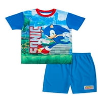 Sonic Hedgehog Boys rövid ujjú pizsama szett, 2 darab, méret 4-12