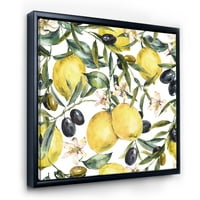 Designart 'Olive és citrom ágak I' Trópusi keretes vászon fali művészet nyomtatás