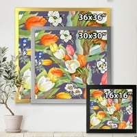 Designart 'Blooming Narancs és Fehér Tulipák III' Hagyományos keretes művészeti nyomtatás