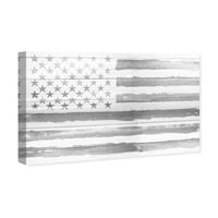 A Wynwood Studio Americana és a hazafias fali művészet vászon nyomtatványok „Rocky Freedom rusztikus„ amerikai zászlók - fehér,