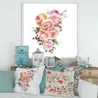 Csokor rózsaszín rózsa virág keretes festmény vászon művészeti nyomtatás