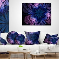 Designart Blue Purple Digital Art Fractal Flower - Virágos dobás párna - 18x18